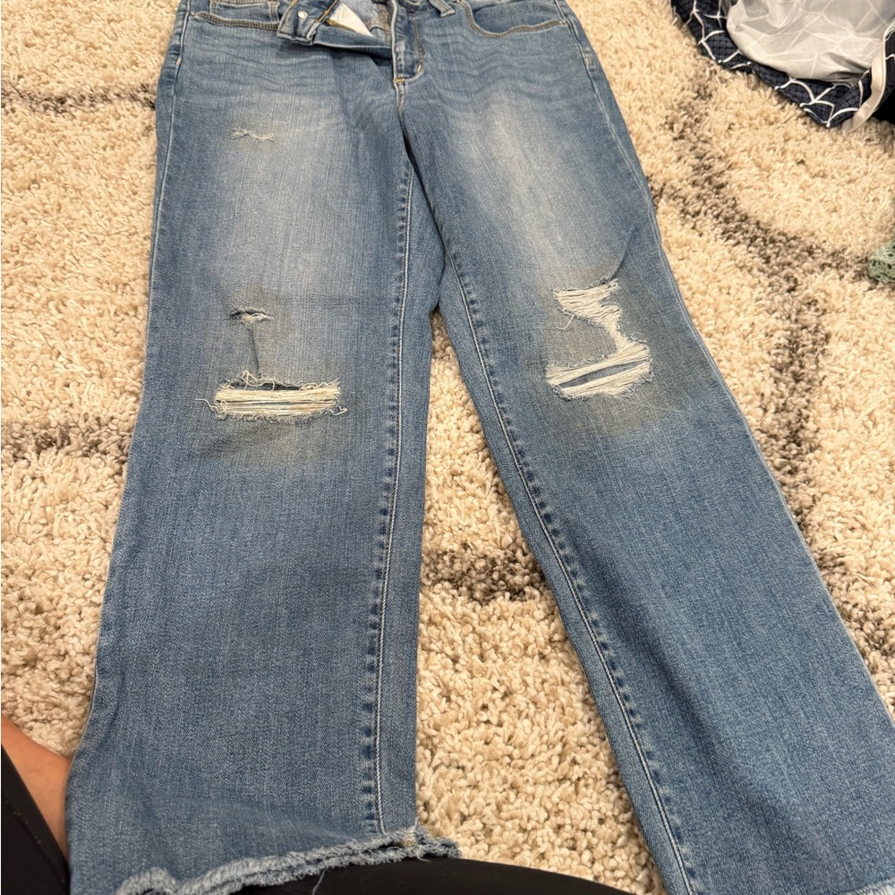 Universal Thread Light Blue Distressed Straight Leg Jeans
